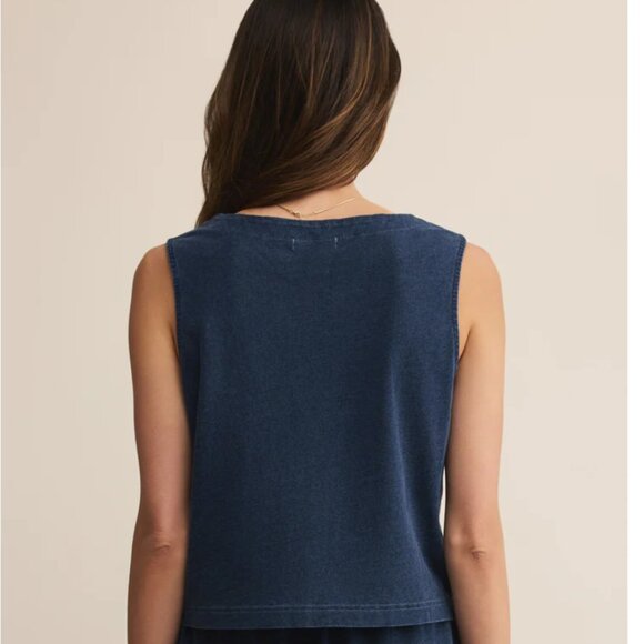 NWT'S Z SUPPLY Solace V-Neck Jersey Denim Tank SIZE MEDIUM - Picture 4 of 9